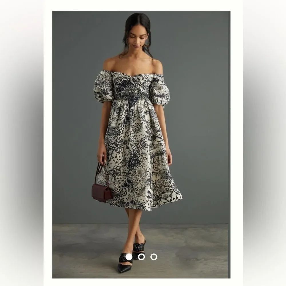Anthropologie Hope For Flowers by Tracy Reese Off-The-Shoulder Midi Dress Small